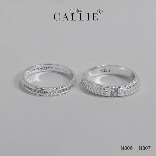 N806 - N807: Nhẫn Thiết Kế Callie Silver Mặt Trời Và Trăng Sao