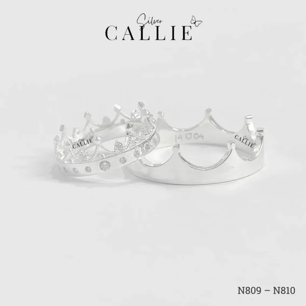 N809 - N810: Nhẫn Bạc Thiết Kế Callie Silver Vương Miện