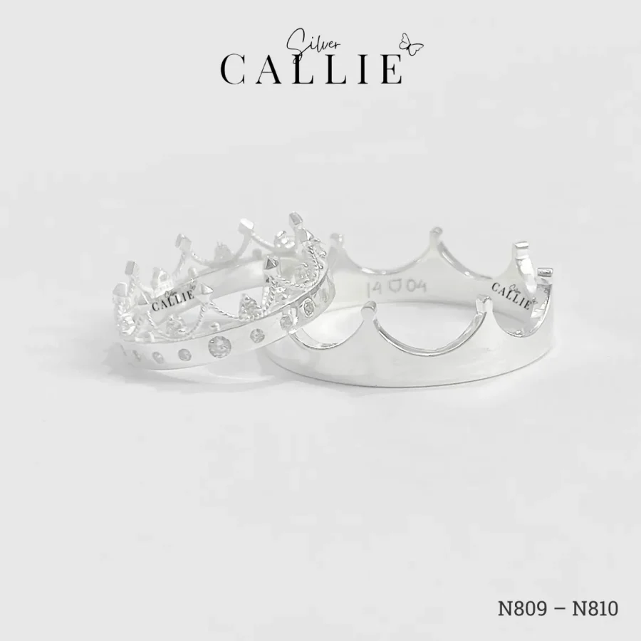 N809 - N810: Nhẫn Bạc Thiết Kế Callie Silver Vương Miện