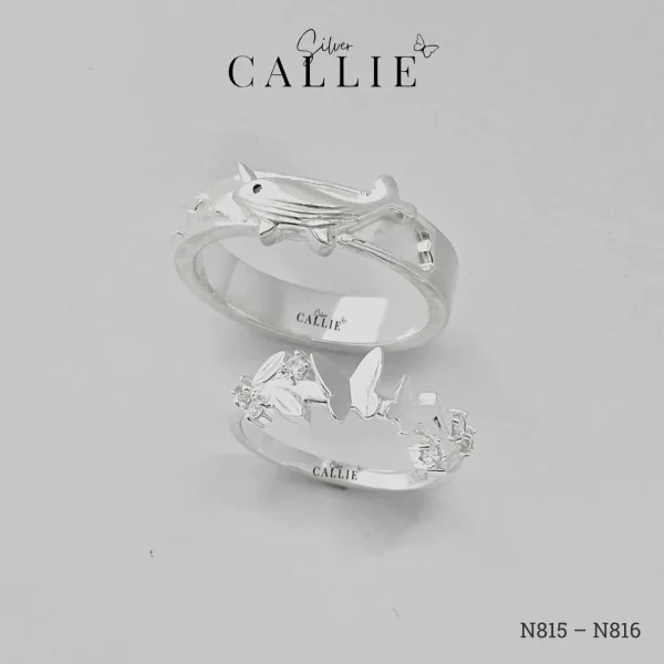 N815 - N816: Nhẫn Bạc Thiết Kế Callie Silver Bướm Và Cá Voi