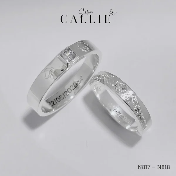 N817 - N818: Nhẫn Bạc Thiết Kế Callie Silver Đính Đá