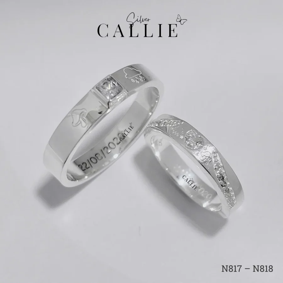 N817 - N818: Nhẫn Bạc Thiết Kế Callie Silver Đính Đá