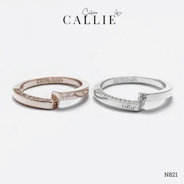 N821 - Nhẫn Bạc Thiết Kế Callie Silver Nửa Vô Cực Đính Đá