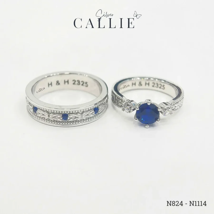 N1114 - N824: Nhẫn Bạc Thiết Kế Callie Silver Đai Cổ Điển