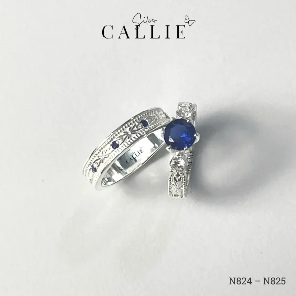 N824 - N825: Nhẫn Bạc Thiết Kế Callie Silver Đai Cổ Điển
