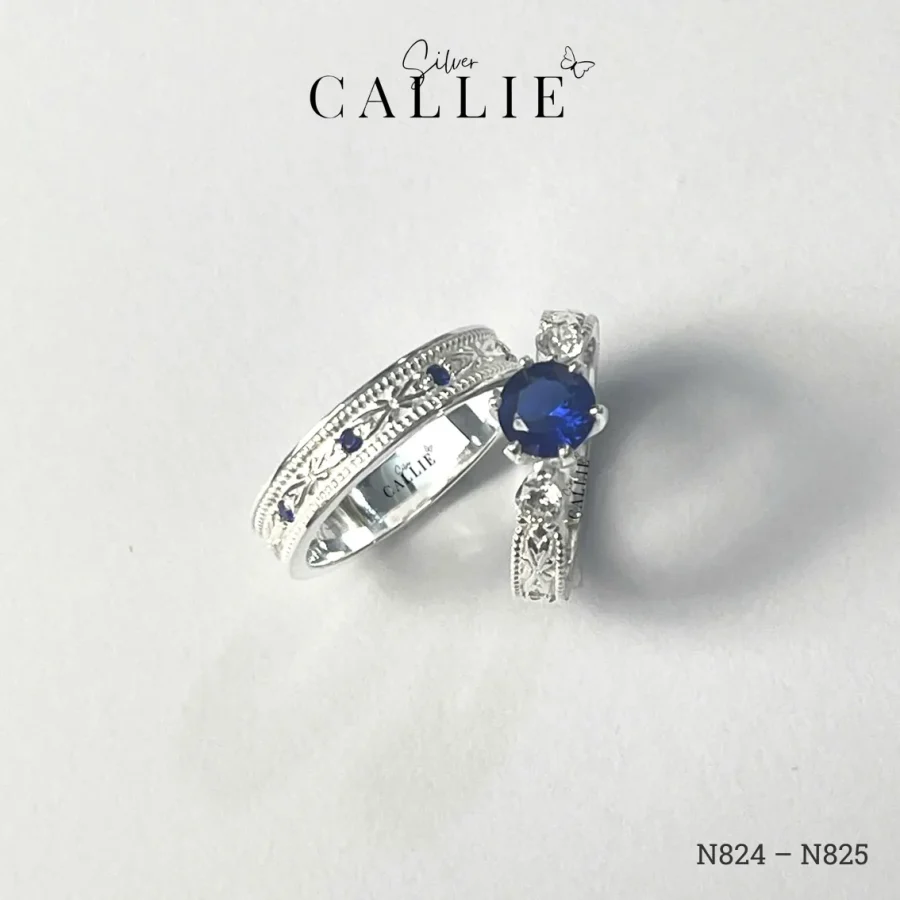 N824 - N825: Nhẫn Bạc Thiết Kế Callie Silver Đai Cổ Điển