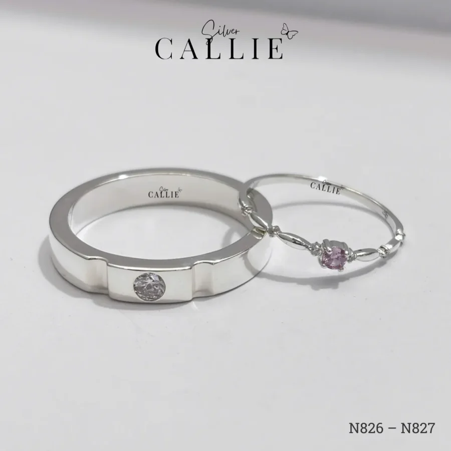 N826 - N827: Nhẫn Bạc Thiết Kế Callie Silver Đính Đá