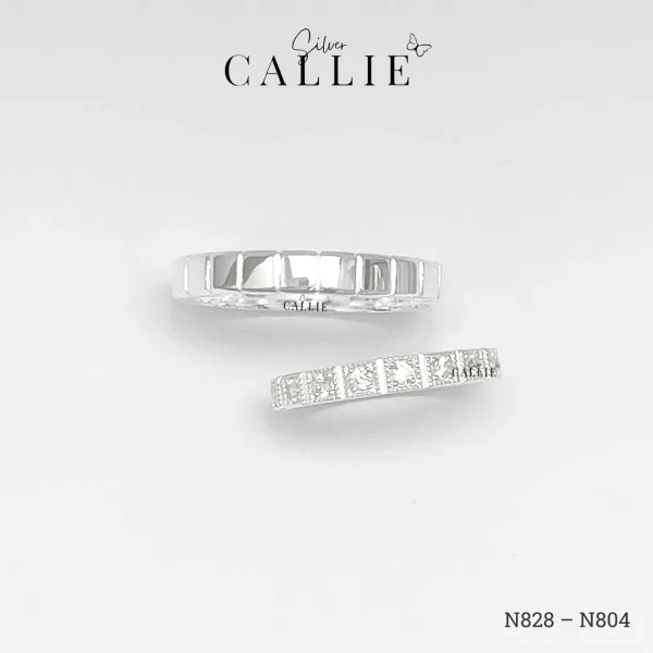 N828 - N804: Nhẫn Bạc Thiết Kế Callie Silver Hình Khối Đính Đá