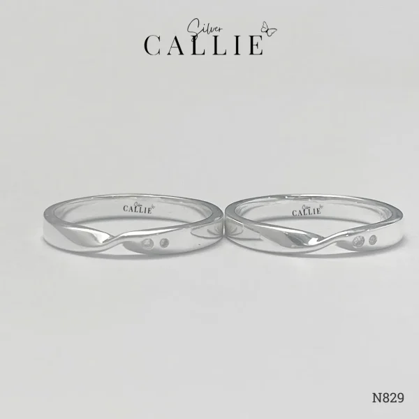 N829 - Nhẫn Bạc Thiết Kế Callie Silver Xoắn Đính Đá