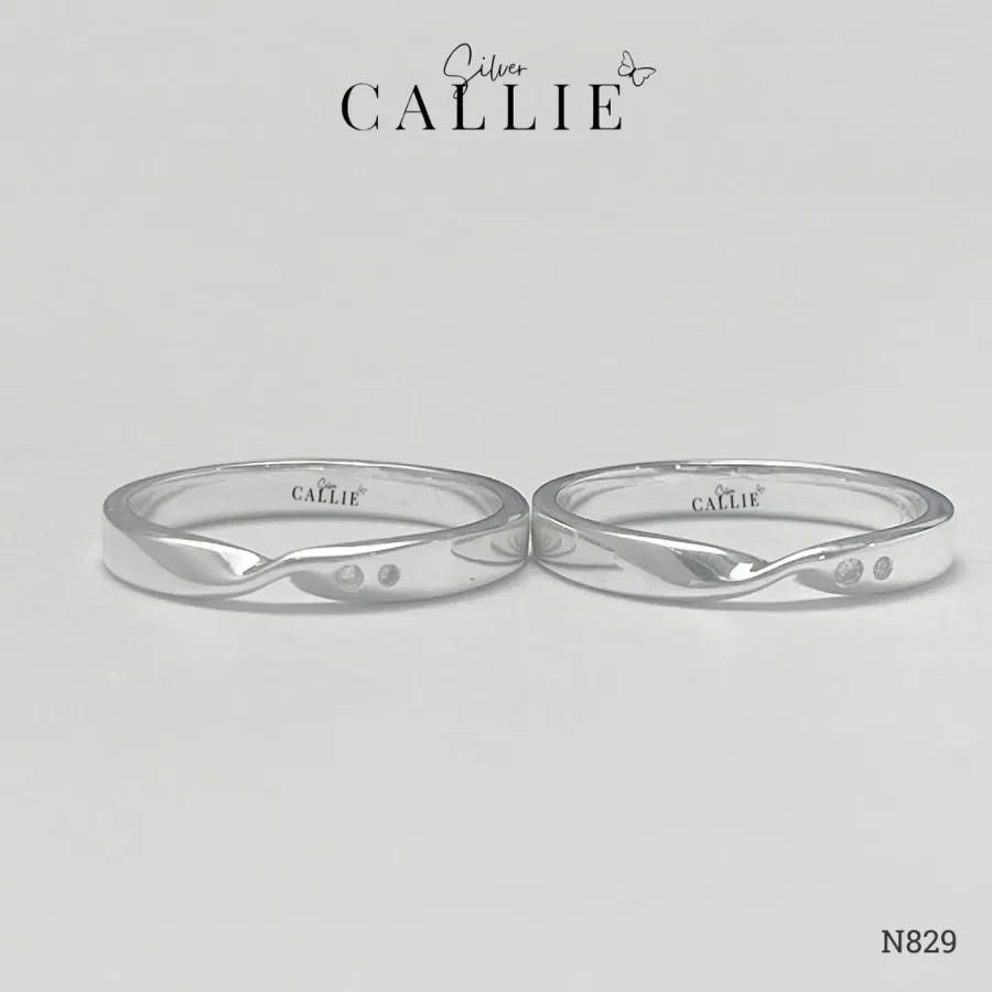 N829 - Nhẫn Bạc Thiết Kế Callie Silver Xoắn Đính Đá