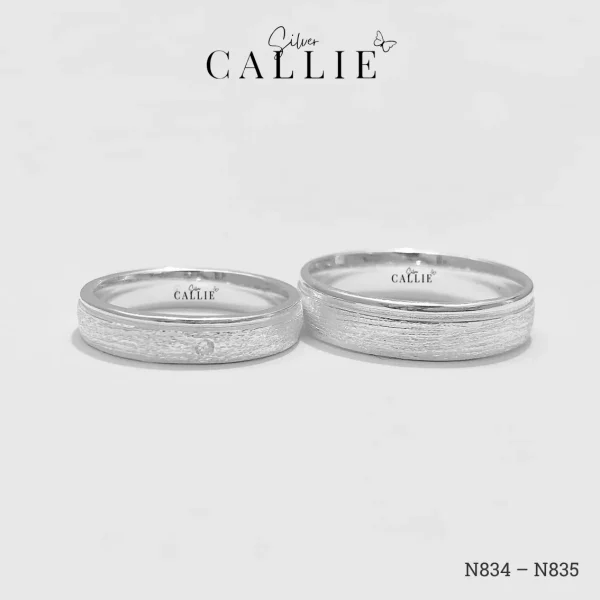 N834 - N835: Nhẫn đôi bạc Callie Silver đai nhám