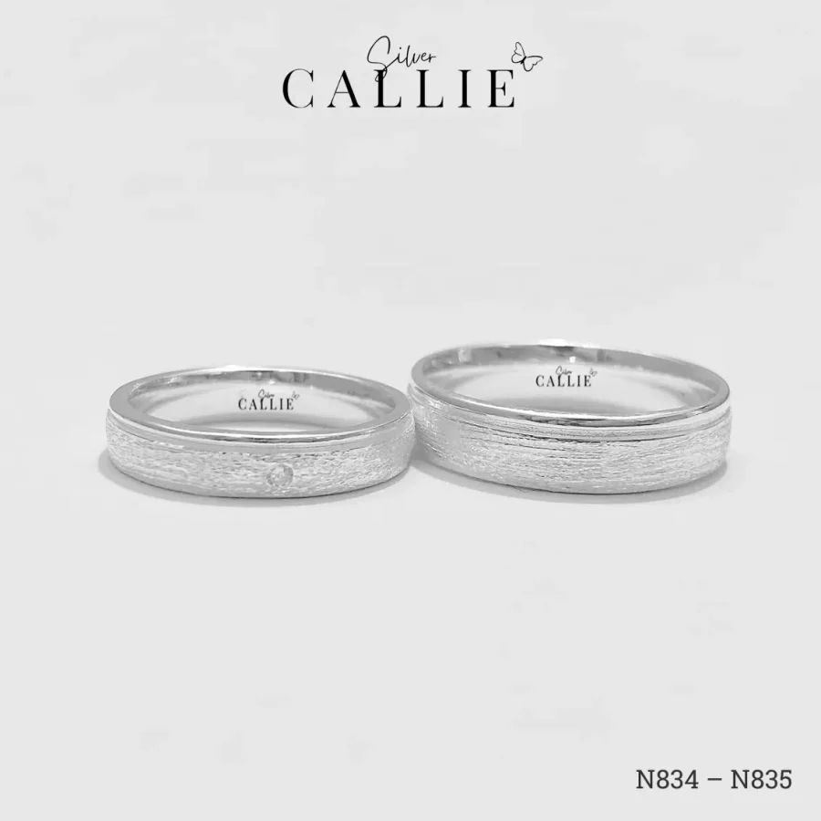 N834 - N835: Nhẫn đôi bạc Callie Silver đai nhám