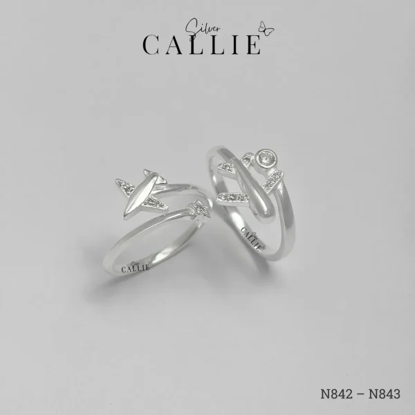 N842 - N843: Nhẫn bạc thiết kế Callie Silver máy bay đính đá