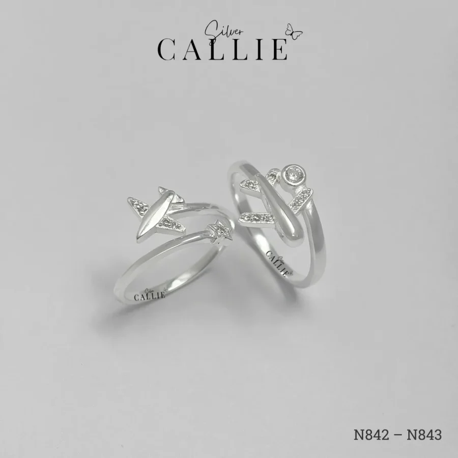 N842 - N843: Nhẫn bạc thiết kế Callie Silver máy bay đính đá