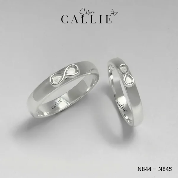 N844 - N845: Nhẫn Đôi Bạc Thiết Kế Callie Silver Mặt Vô Cực