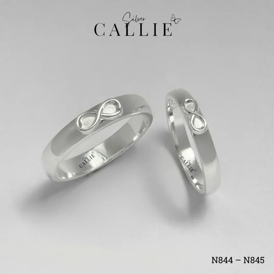 N844 - N845: Nhẫn Đôi Bạc Thiết Kế Callie Silver Mặt Vô Cực