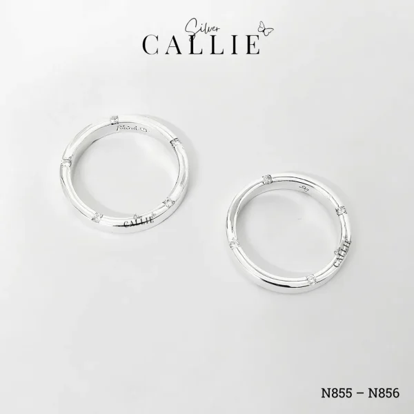N855 - N856: Nhẫn bạc thiết kế Callie Silver đính đá cạnh