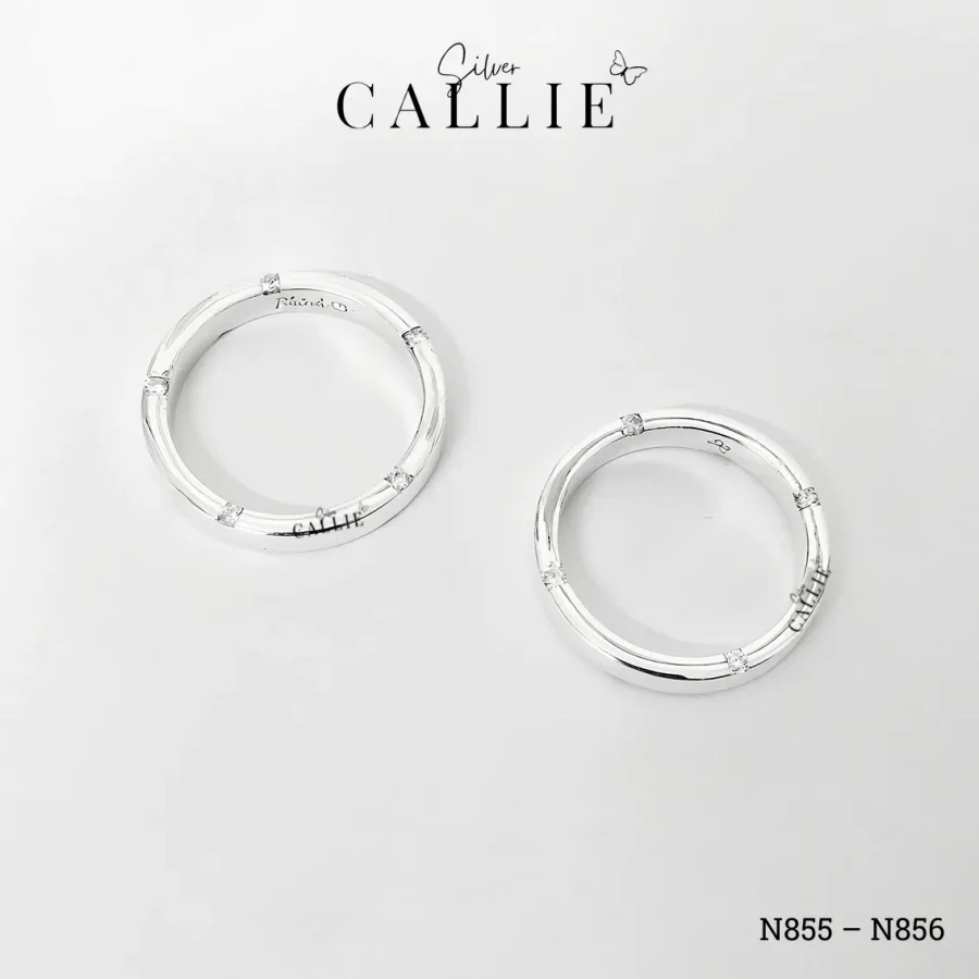 N855 - N856: Nhẫn bạc thiết kế Callie Silver đính đá cạnh