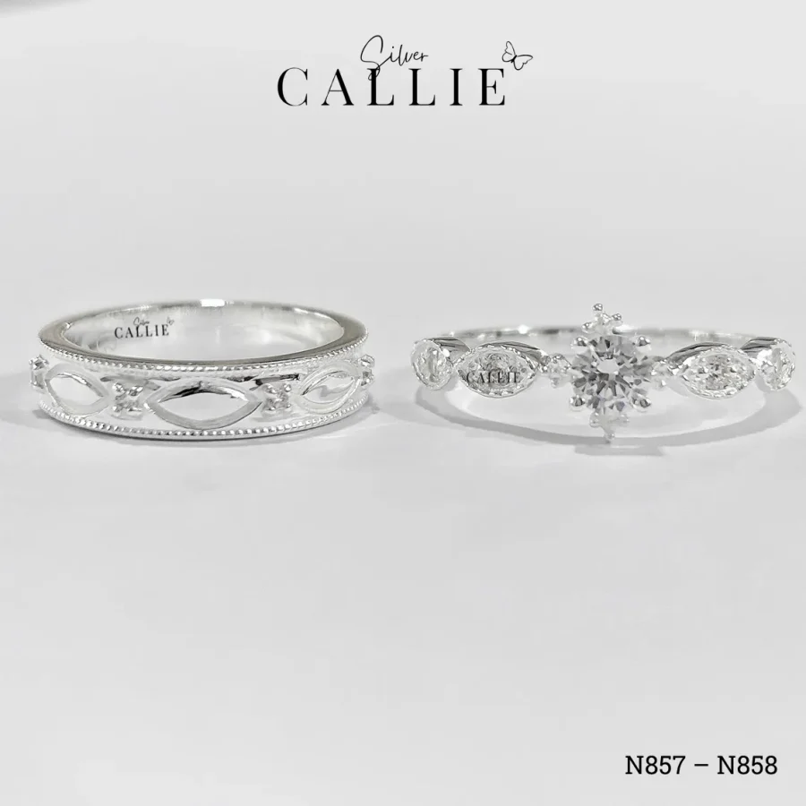 N857 - N858: Nhẫn bạc thiết kế Callie Silver vòng xoắn