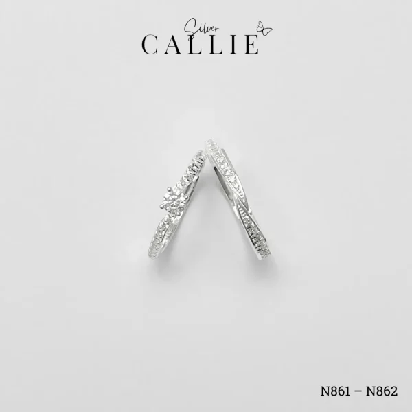 N861 - N862: Nhẫn bạc thiết kế Callie Silver đai chéo đính đá
