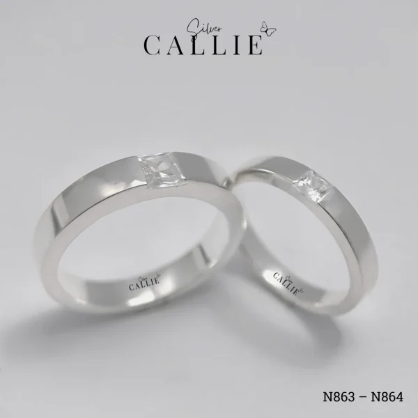 N863 - N864: Nhẫn bạc thiết kế Callie Silver 1 viên chủ vuông
