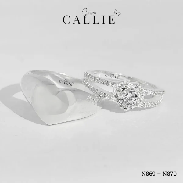 N869 - N870: Nhẫn bạc thiết kế Callie Silver trái tim