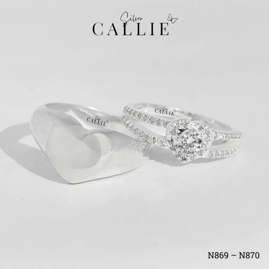 N869 - N870: Nhẫn bạc thiết kế Callie Silver trái tim