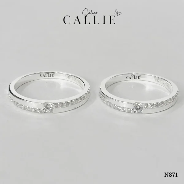 N871 - Nhẫn bạc thiết kế Callie Silver đính đá nửa đai