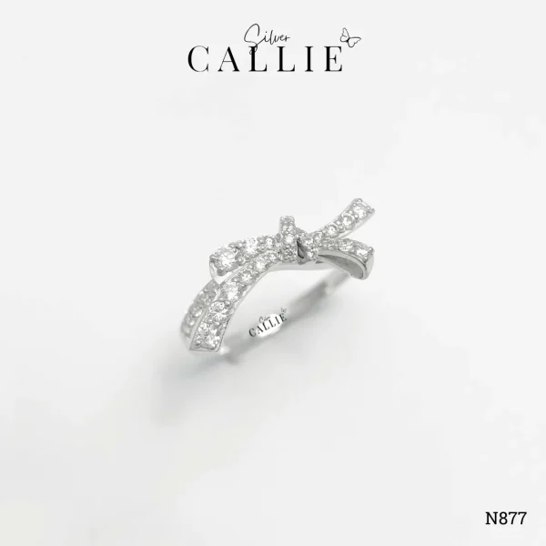 N877 - Nhẫn bạc thiết kế Callie Silver nơ xoắn