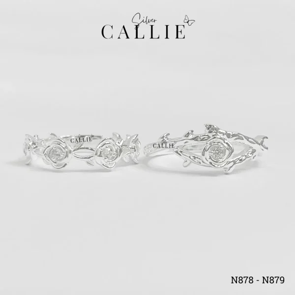N878 - N879: Nhẫn bạc thiết kế Callie Silver Hoa Hồng
