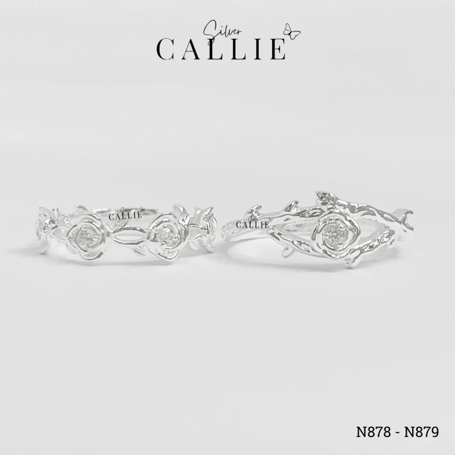 N878 - N879: Nhẫn bạc thiết kế Callie Silver Hoa Hồng