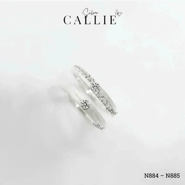 N884 - N885: Nhẫn bạc thiết kế Callie Silver đai chéo đính đá