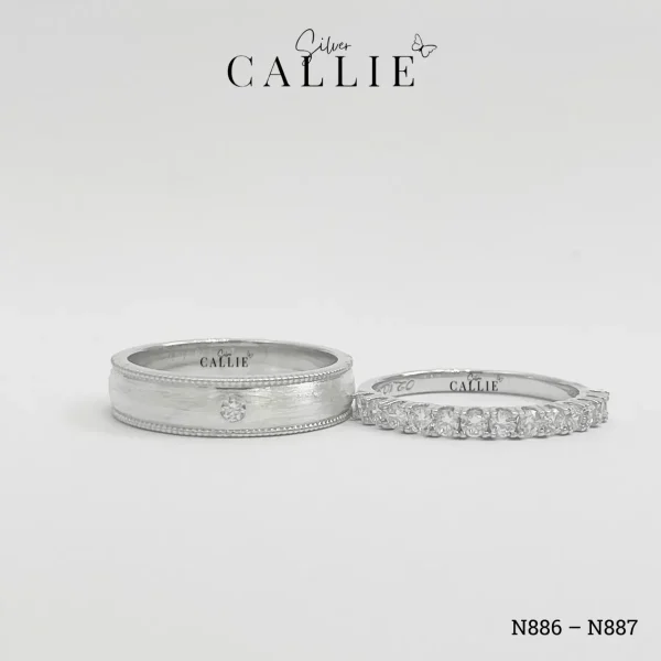N886 - N887: Nhẫn bạc thiết kế Callie Silver Đính Đá Và Viền Bi