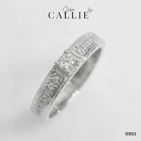 N893 - Nhẫn bạc thiết kế Callie Silver 1 viên chủ đai đính đá