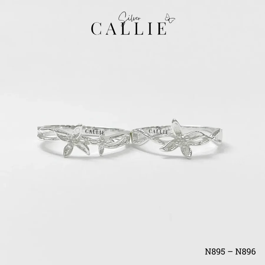 N895 - N896: Nhẫn bạc thiết kế Callie Silver hoa ly