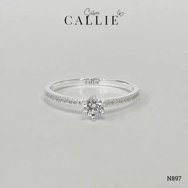 N897 - Nhẫn bạc thiết kế Callie Silver 1 viên chủ
