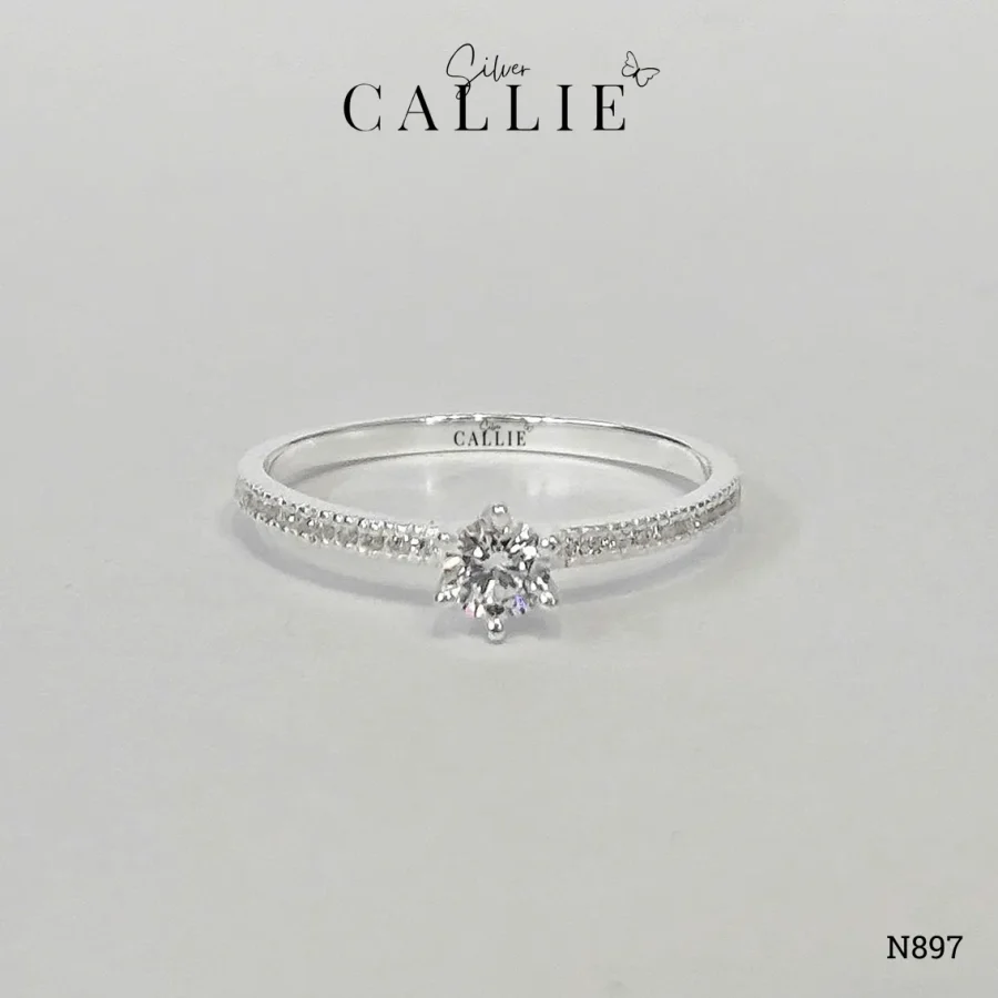 N897 - Nhẫn bạc thiết kế Callie Silver 1 viên chủ