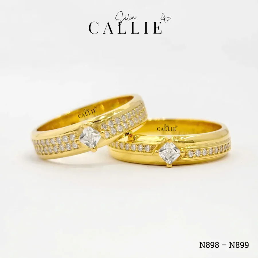 N898 - N899: Nhẫn bạc thiết kế Callie Silver chủ vuông đai đính đá
