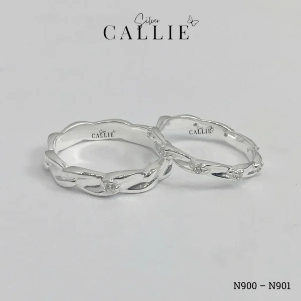 N900 - N901: Nhẫn bạc thiết kế Callie Silver Đai Xoắn Đính Đá