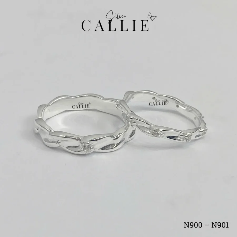 N900 - N901: Nhẫn bạc thiết kế Callie Silver Đai Xoắn Đính Đá