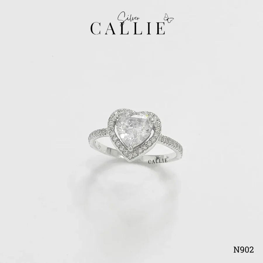 N902 - Nhẫn bạc thiết kế Callie Silver mặt trái tim