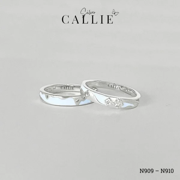 N909 - N910: Nhẫn đôi bạc thiết kế Callie Silver dạ quang
