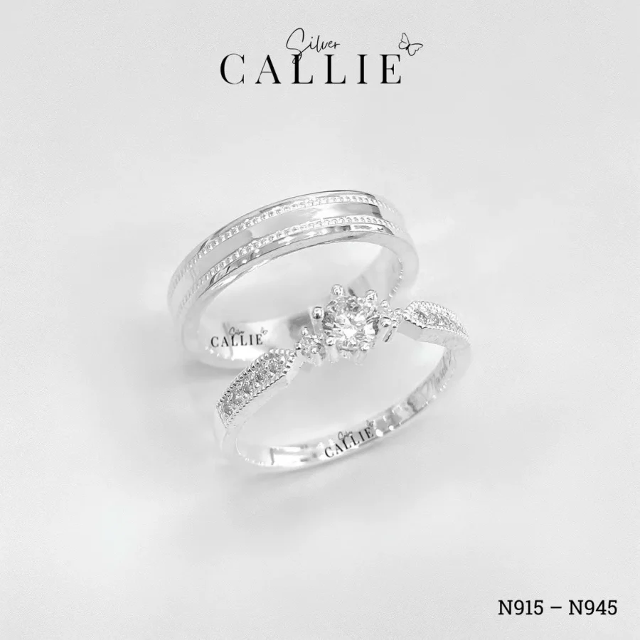 N915 - N945: Nhẫn Bạc Thiết Kế Callie Silver Kiểu Công Chúa