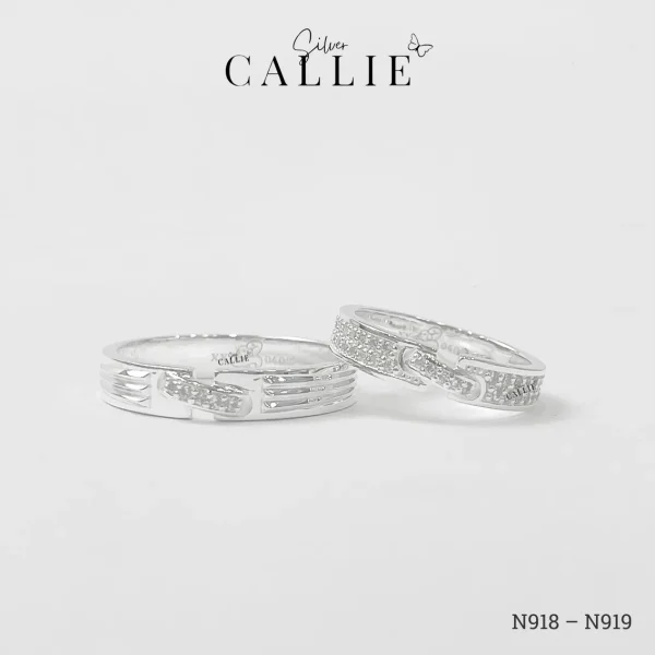 N918 - N919: Nhẫn Đôi Bạc Thiết Kế Callie Silver Liên Kết