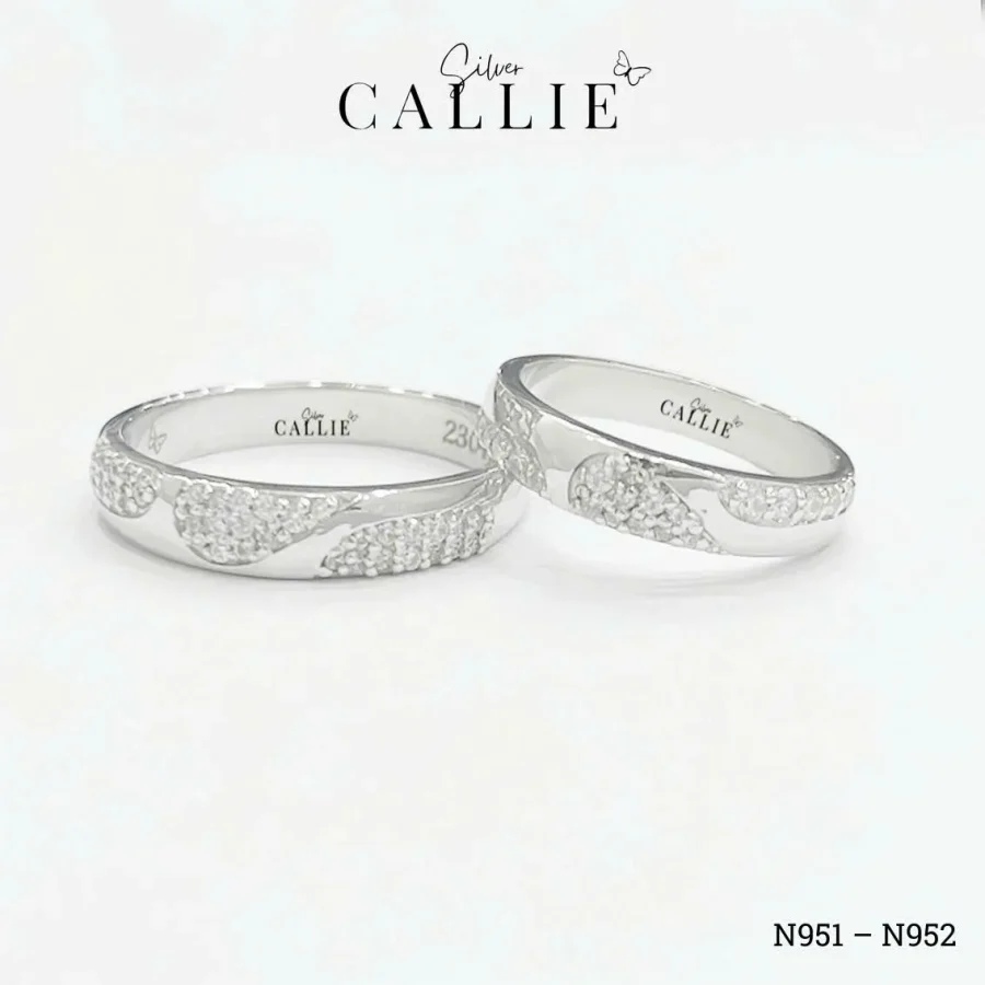 N951 - N952: Nhẫn Bạc Thiết Kế Callie Silver Trái Tim Đính Đá