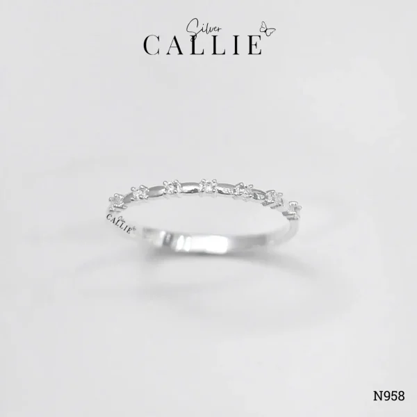N958 - Nhẫn Bạc Callie Silver Đính Đá Cách Đều
