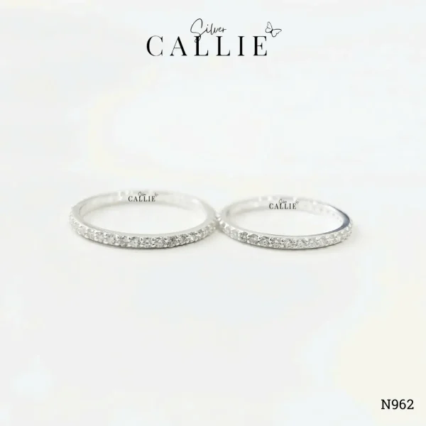 N962 - Nhẫn Bạc Thiết Kế Callie Silver Đai Full Đá 1li2