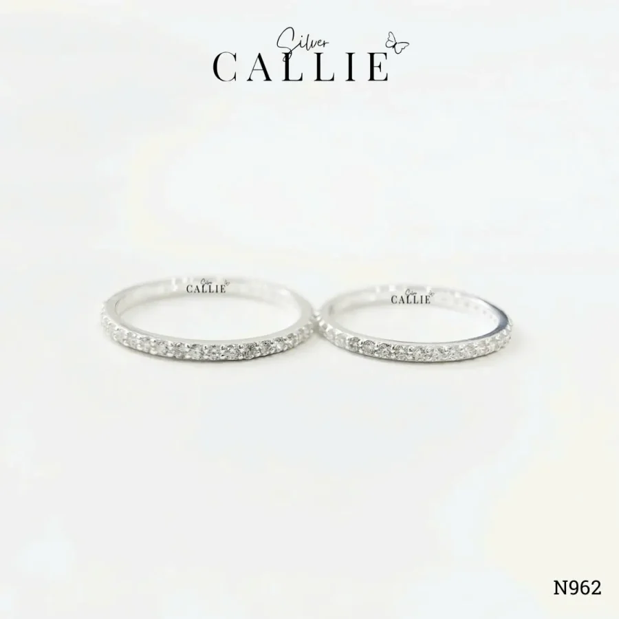 N962 - Nhẫn Bạc Thiết Kế Callie Silver Đai Full Đá 1li2