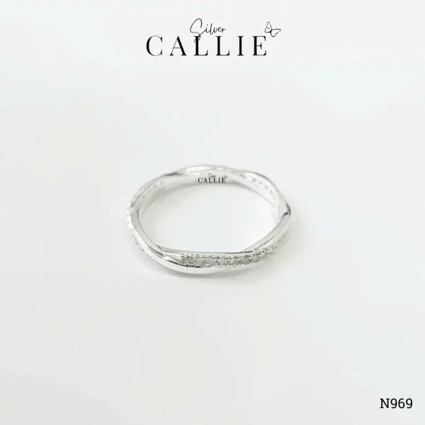 N969 - Nhẫn Bạc Thiết Kế Callie Silver Xoắn Đính Đá