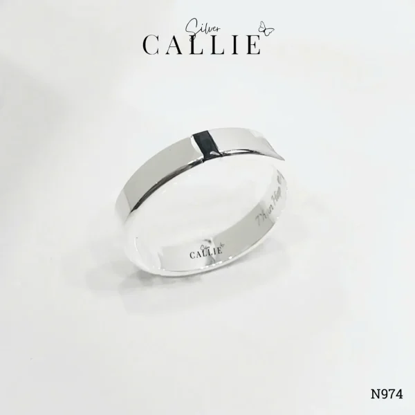 N974 - Nhẫn Bạc Thiết Kế Callie Silver 1 Viên Chủ Chữ Nhật 2x4